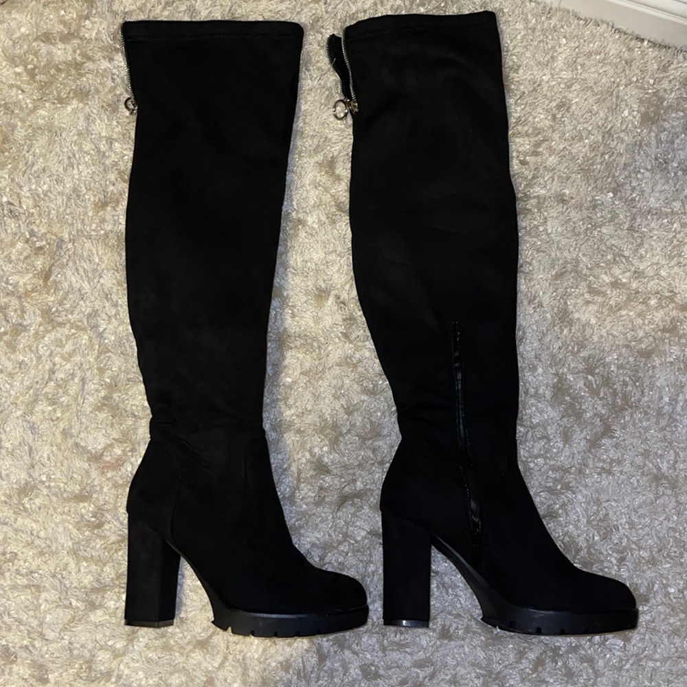 Suede thigh high boots